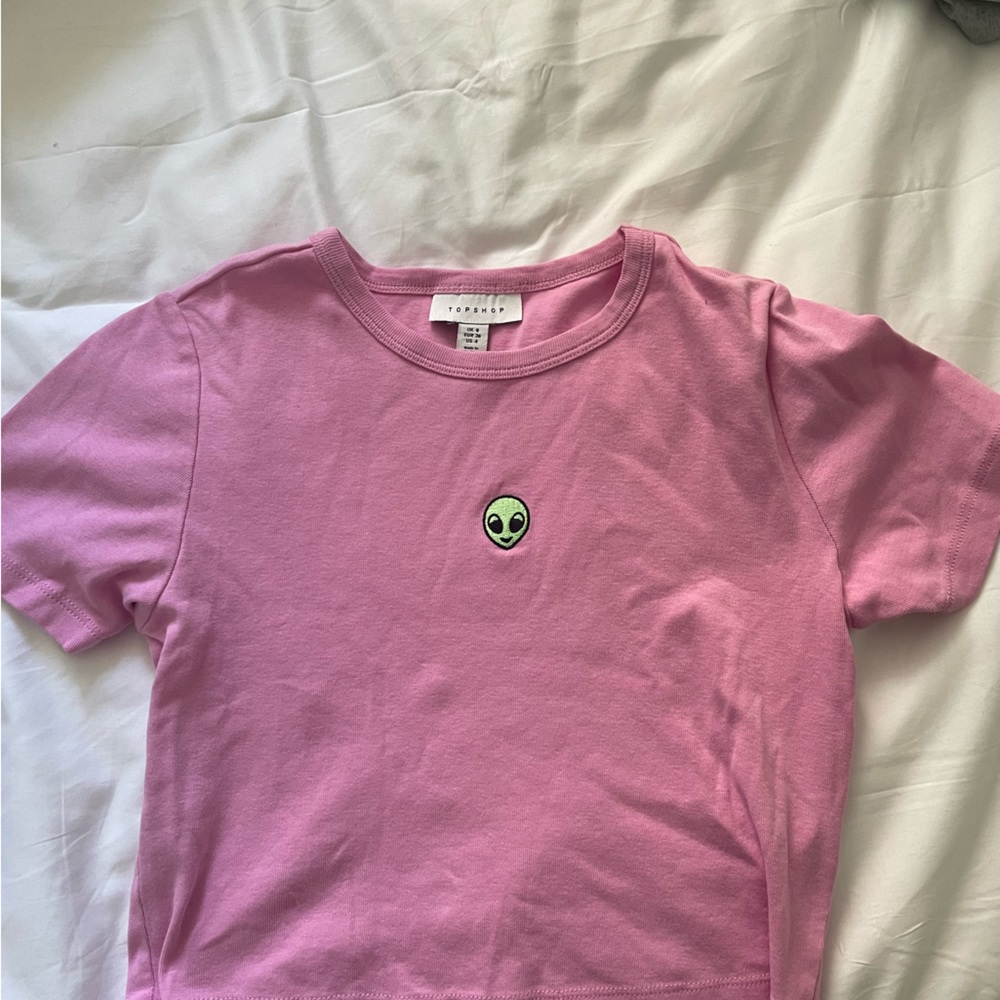 Pink crop top t-shirt, TopShop